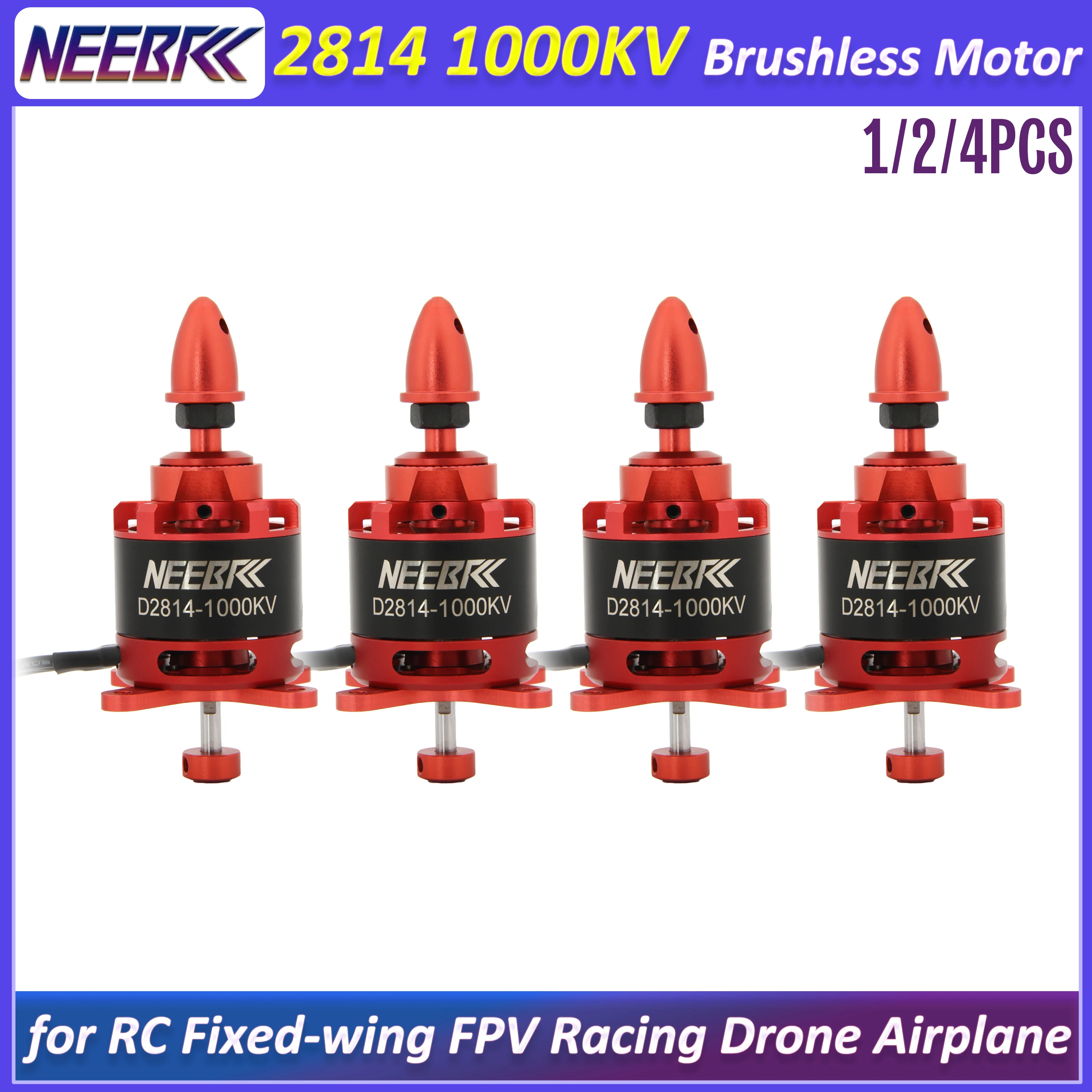 

1/2/4PCS NEEBRC D2814 2814 1000KV Outrunner Brushless Motor 3-4S for RC Fixed-wing FPV Racing Drone Airplane Quadcopter Model
