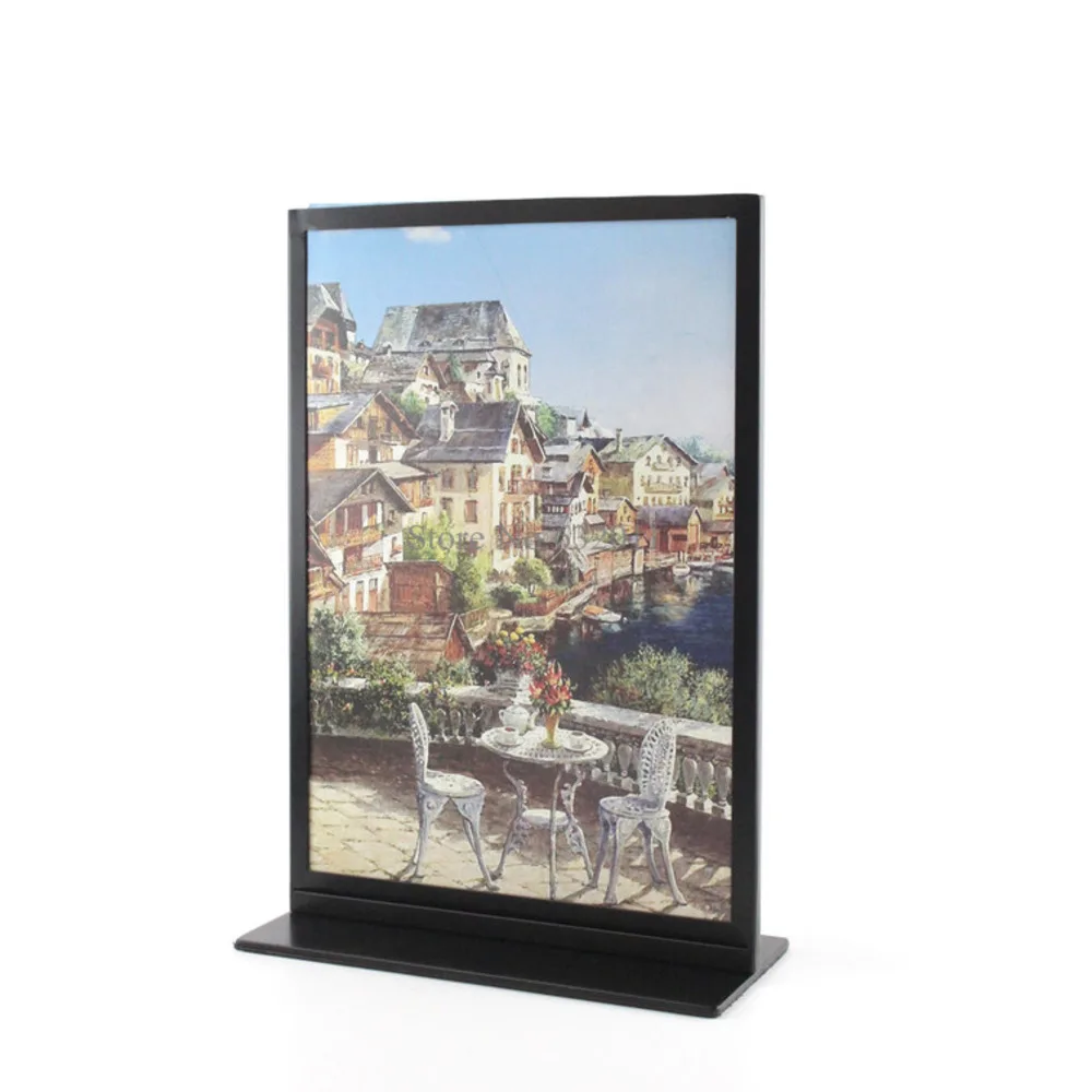 Black Metal A4 Double-sided Table Advertising Poster Display Stand Desk Sign Kt Board Sign Holder Menu Display Photo Frame Rack