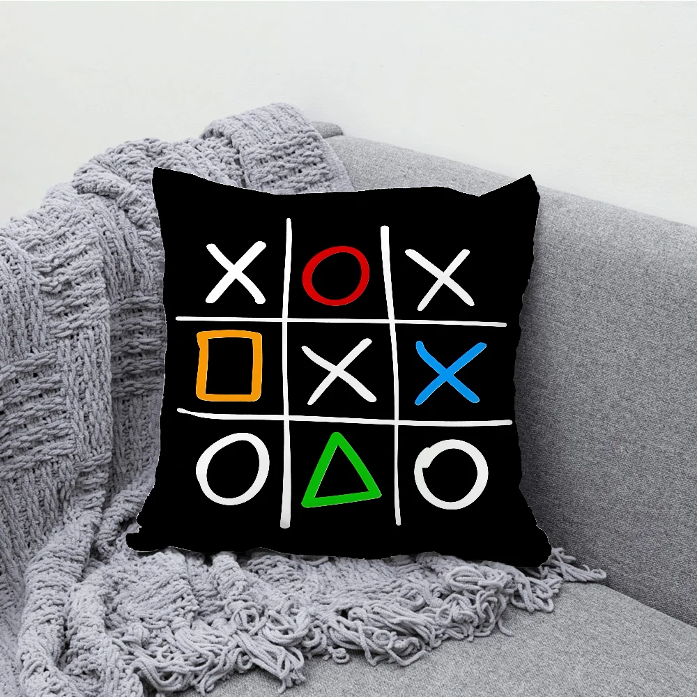 Funda de almohada con logotipo de PS5, fundas de cojín suaves para decoración de sofá de granja, decoraciones para el hogar y funda protectora para almohada
