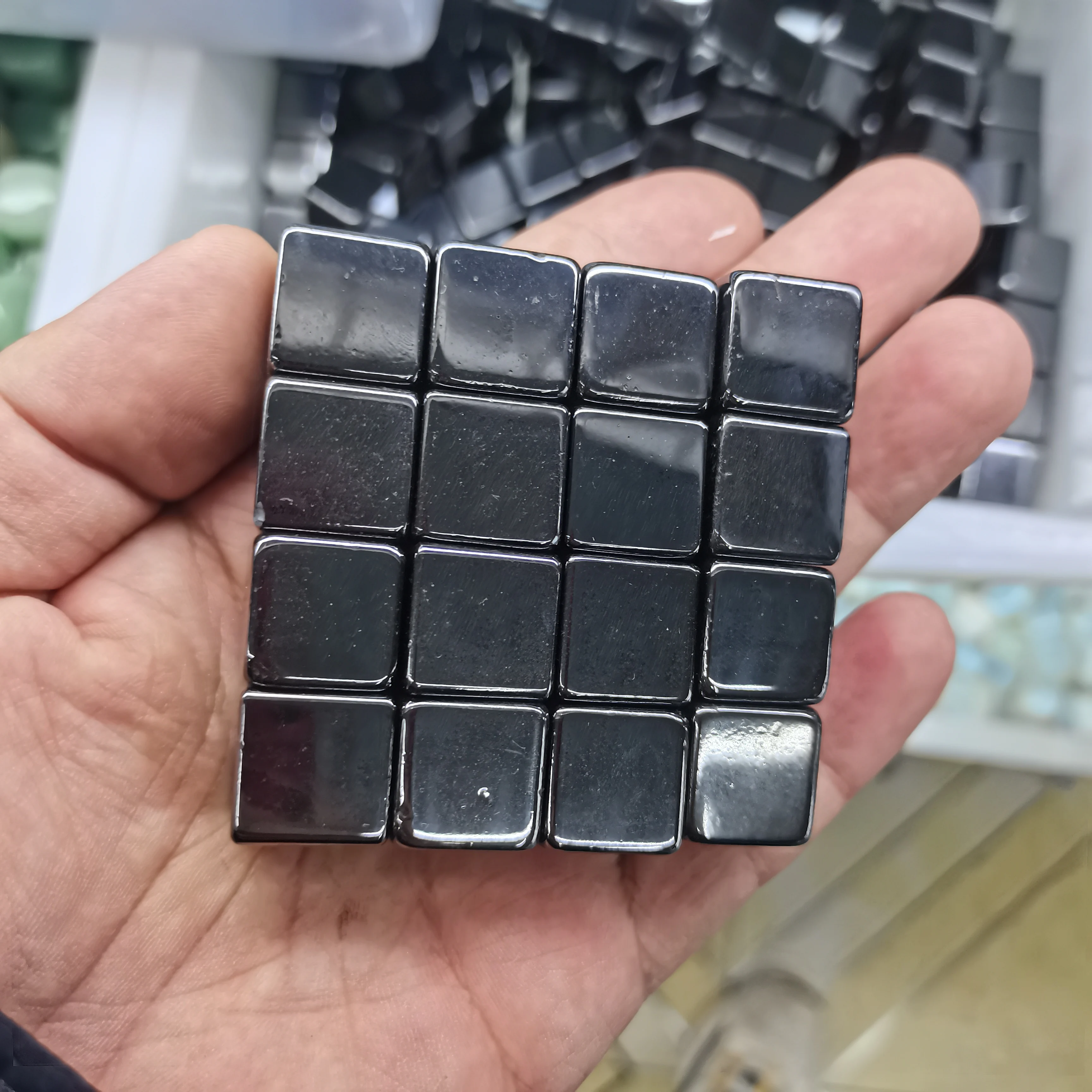 1500g Crystals Healing Stone Magnetic Natural Gray Hematite Cube Stones For Healing Reiki Home Decoration