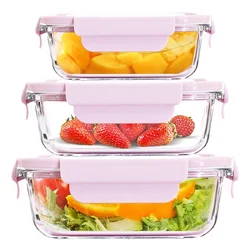 410/680/1040ML Food Grade Sealed Frozen Glass Refrigerator Microwavable Glass Lunch Box Meal Prep Containers Thermal Lunch Box