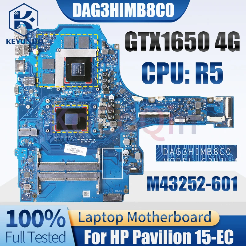 DAG3HIMB8C0 For HP 15-FB Notebook Mainboard M43252-601 R5-000296 GTX1650 4G N18P-G61-MP2-A1  Laptop Motherboard Tested