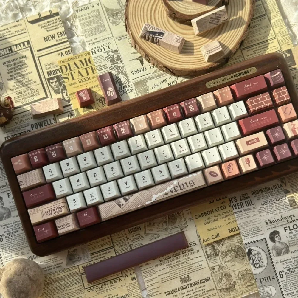 PBT material, small full set Cherry height, retro, keycaps, cafe, keycaps for mechanical keyboards