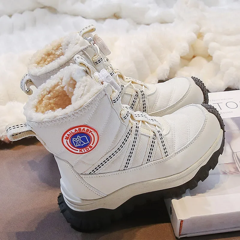 Kids Winter Snow Boots Girls and Boys Warm Shoes Plush NON-slip Sole Good Quality Size 27-39# From 4 To 9Y 8899