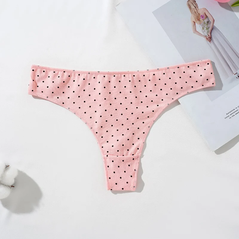 Tanga de algodão de cintura baixa para mulheres, roupa interior sexy, calcinha feminina fio dental, tanga íntima, padrão de ponto