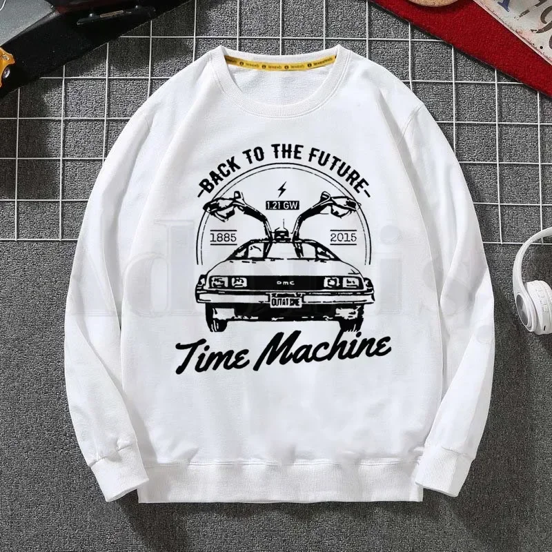 Car Movie Series Back To The Future Sweatshirts Men Woman White Color Autumn Winter Hip Hop Hoody Male Brand Casual Tops