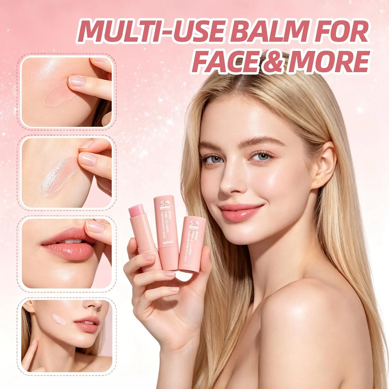 1/3/5PCS PDRN Pink Collagen Volume Multi Balm Stick 10g – Firming & Plumping Balm Hydrating Makeup Base Primer Korean Skincare