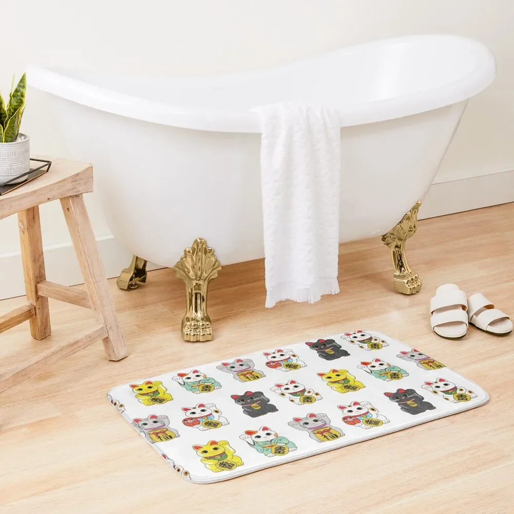 

Lucky Cat / Maneki Neko Bath Mat Carpets For The Bathroom Bath Rugs Bathroom Absorbent Quick Dry Rugs Baths Mat