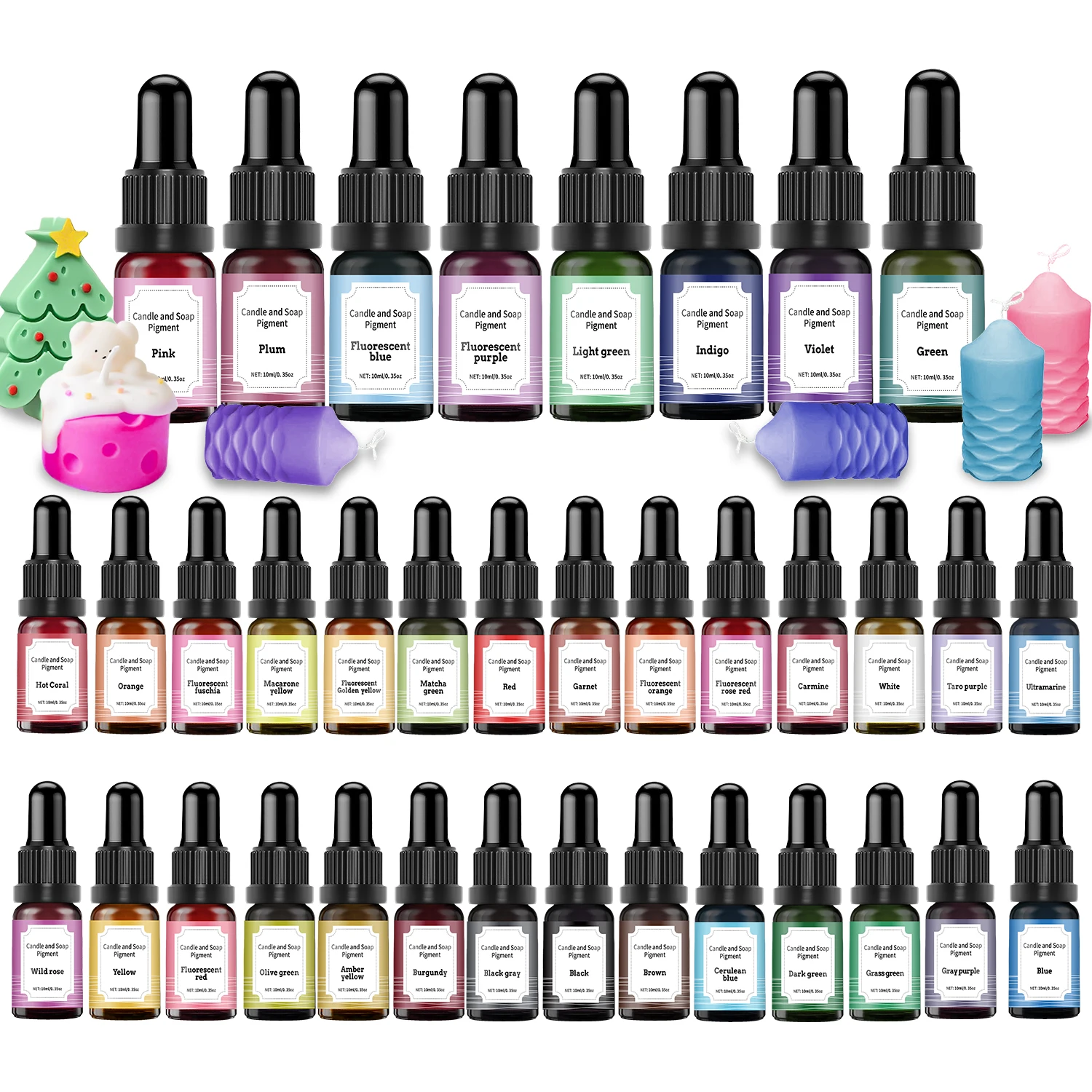 10ml 양초 염료 액체 안료 에센스 DIY 양초 비누 착색제 양초 공예 제작을위한 수제 공예 수지