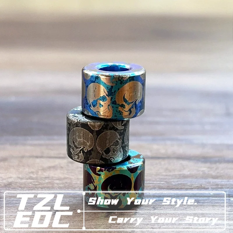 Cylinder Skull Titanium Alloy EDC Paracord Lanyard Bead Stress Relief Fidget Hand Play Accessory