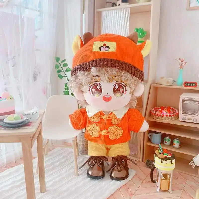 Ropa de muñeca roja de buena suerte, traje de vacas de bendición, Vestido de felpa, accesorios de muñeca de Corea, Kpop, EXO, idol, juguetes de regalo, 20CM