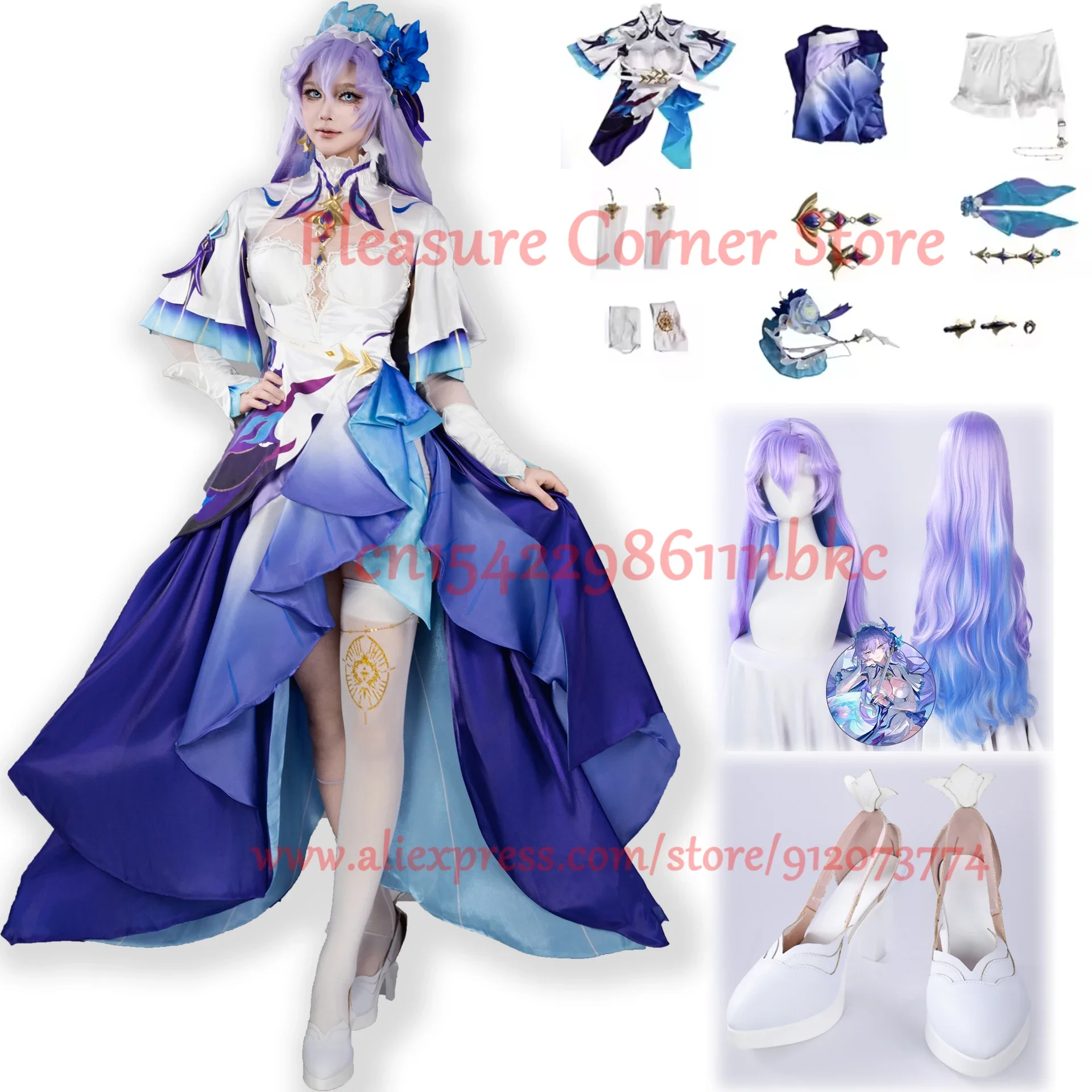 أزياء كوسبلاي الجديدة المتوفرة في المخزون أزياء ويذرينج موجات كانتريلا التأثيرية مجموعة كاملة من أزياء كانتيريلا التأثيرية أزياء شعر مستعار أحذية Pr