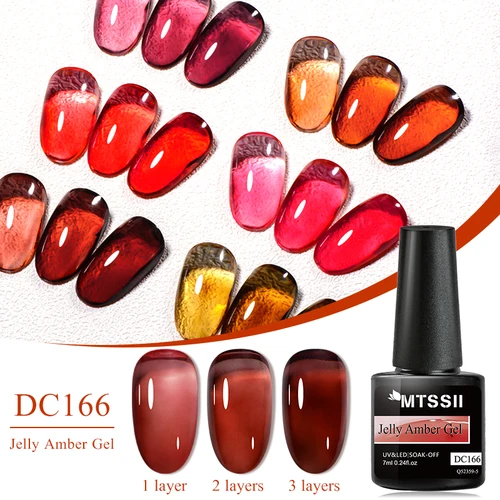Imagen 2 del producto Esmalte de uñas de Gel ámbar de gelatina, 7ML, Color translúcido, esmalte de uñas de invierno, marrón, rojo, semipermanente, barniz de Gel UV LED