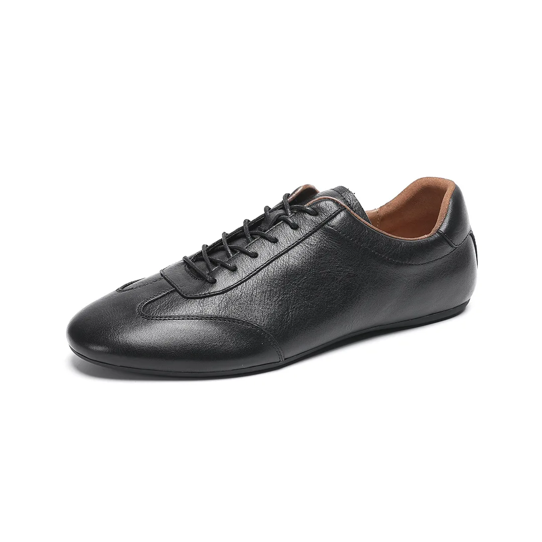 CLAIAMI New First-layer Soft Cowhide Men Casual Shoes Genuine Leather Comfortable Training Shoes for Men Lace-up Rubber Sneakers