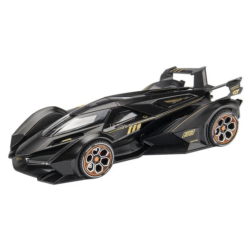 1:22 Lamborghini Vision Gran Turismo V12 GT Diecast Metal Alloy Model car Sound Light Pull Back Collection Toy Gift  car model