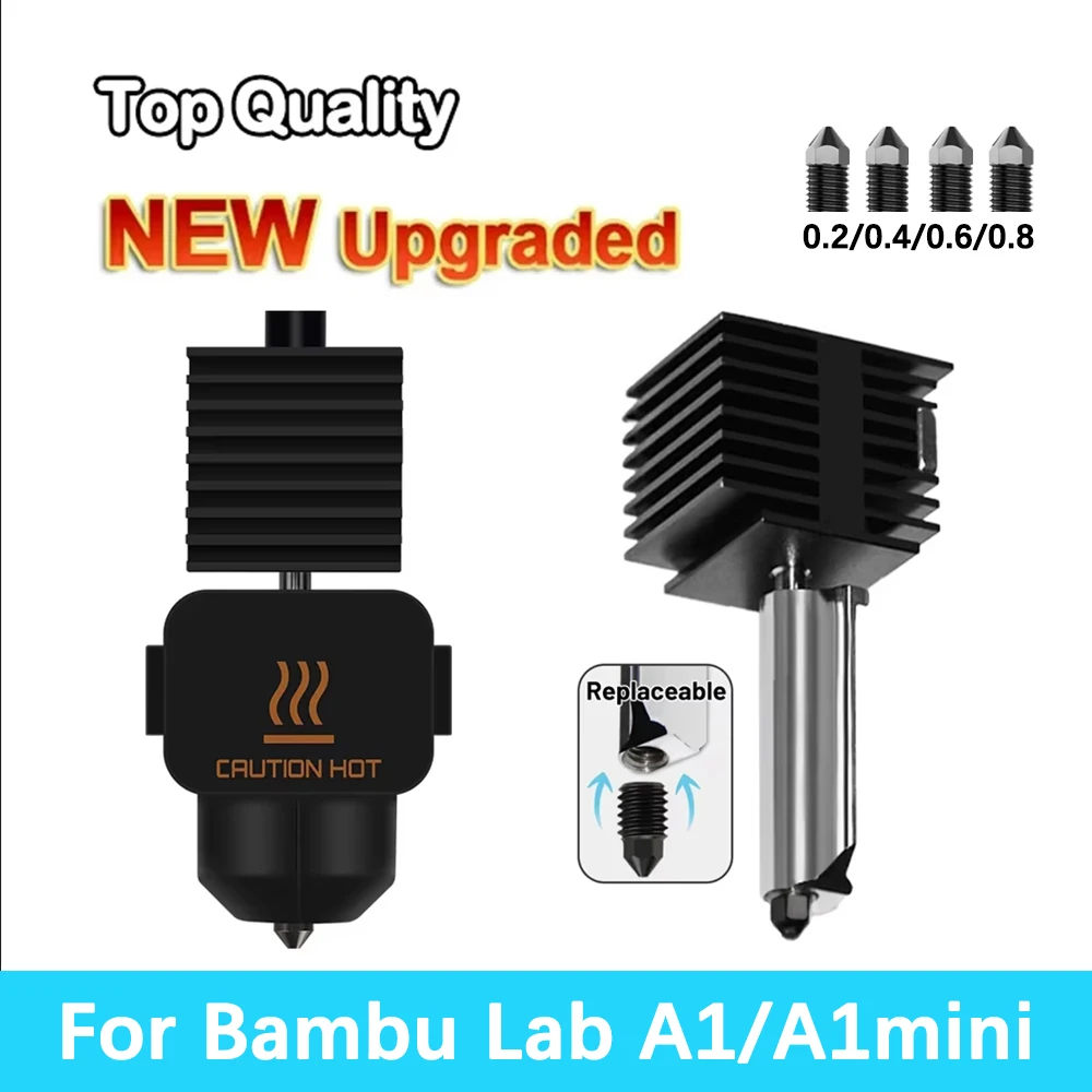 

Hotend Kit For Bambu Lab A1/A1 Mini Fast Speed Printing Head Assembly 0.2/0.4/0.6/0.8mm Brass Hardened Steel Nozzle