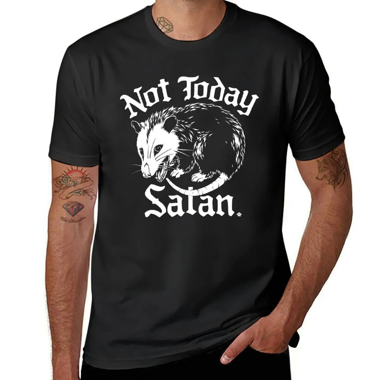 Not Today Satan - Funny Possum Design, Funny Christian Design, Jesus Design T-Shirt aesthetic clothes plus sizes men t shirts