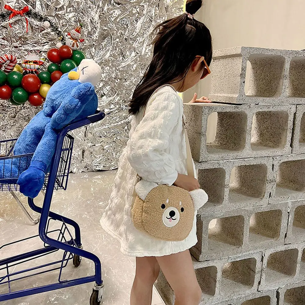 Cartoons Animals Messenger Bag Cosmetic Pouch Plush Bear Shoulder Bag Cat Crossbody Bag Diagonal Women Bag Plush Shoulder Bag