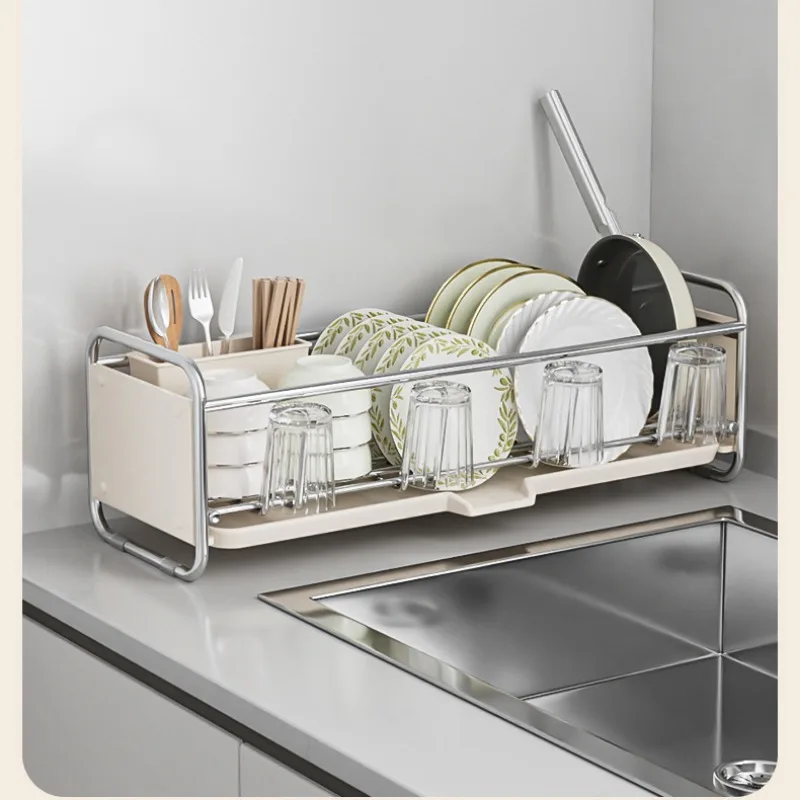 Kitchen Dish Drying Rack,Sink Metal Narrow Storage Organizer,Stainless Steel Shelf,Multifunctional Bowl Plates Tableware Drainer