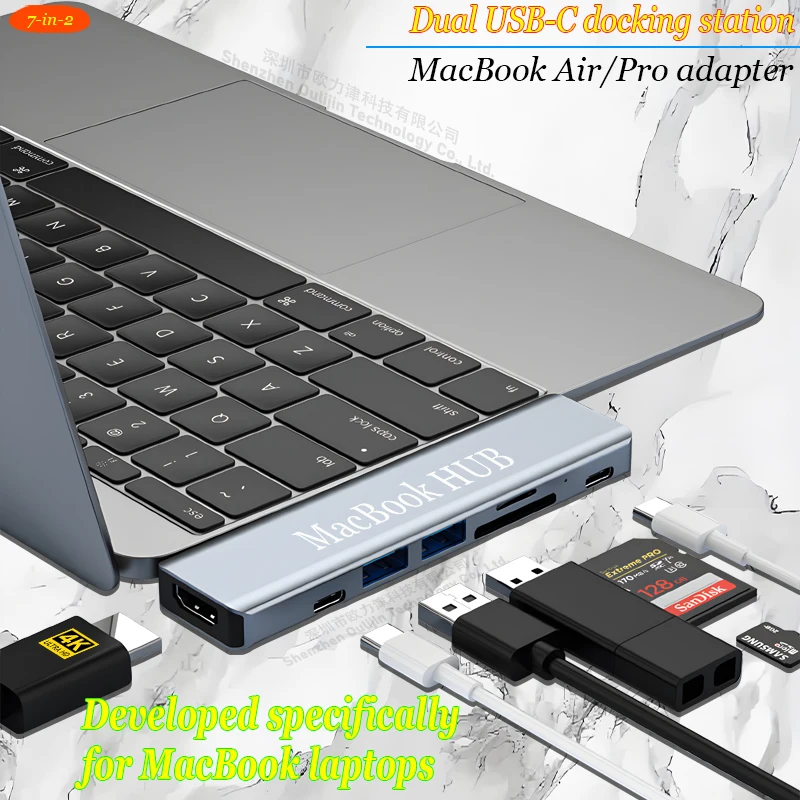 Thunderbolt 3 Dual USB-C Docking Station para Apple MacBook Air/Pro Adaptador MacBook HUB USB SD TF HDMI