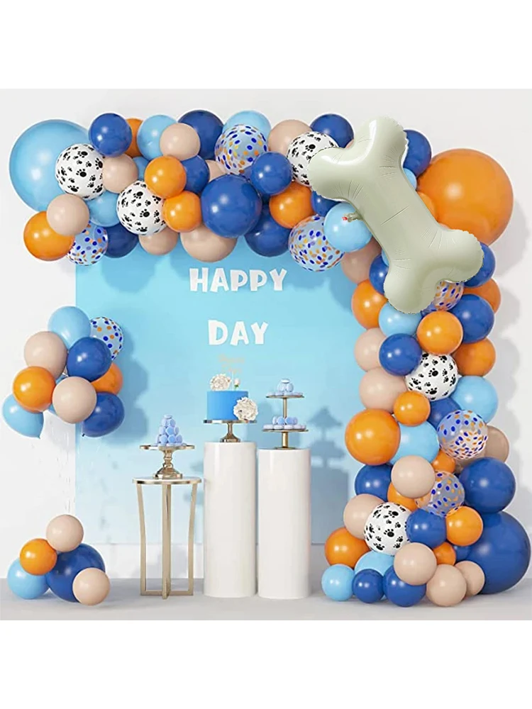 121-teiliges Set mit Hundepfoten- und Knochenballons, Geburtstagsballons, Girlanden- und Bogen-Set für Babypartys, Geburtstagsdekoration im Bluey-Thema – Detail 1