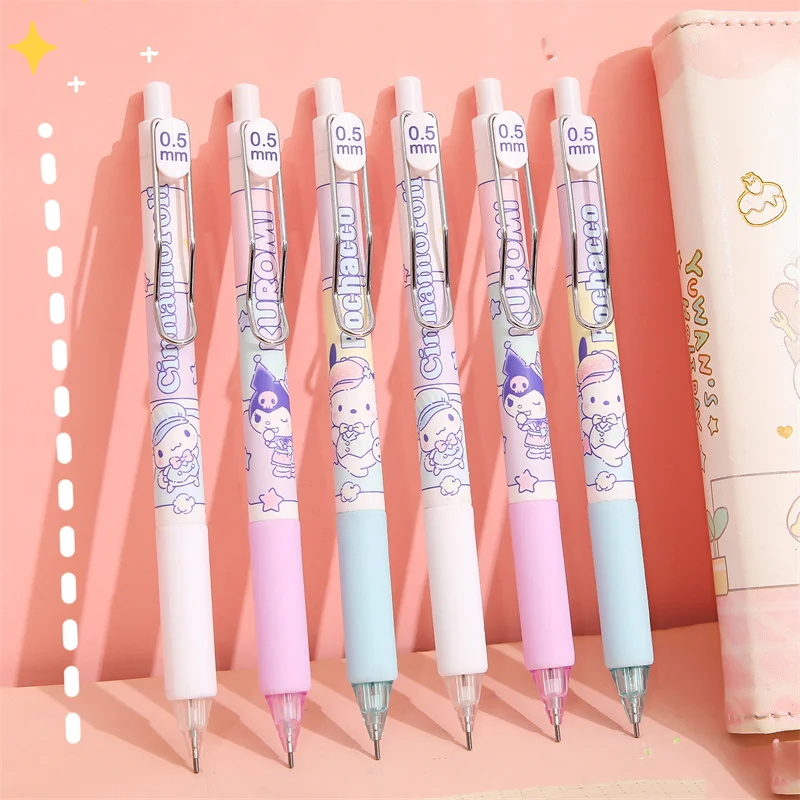 36 pcs/lot Sanrio Kuromi Cinnamoroll Pochacco Mechanical Pencil Cute 0.5MM Drawing Writing Automatic Pen School Office Supplies