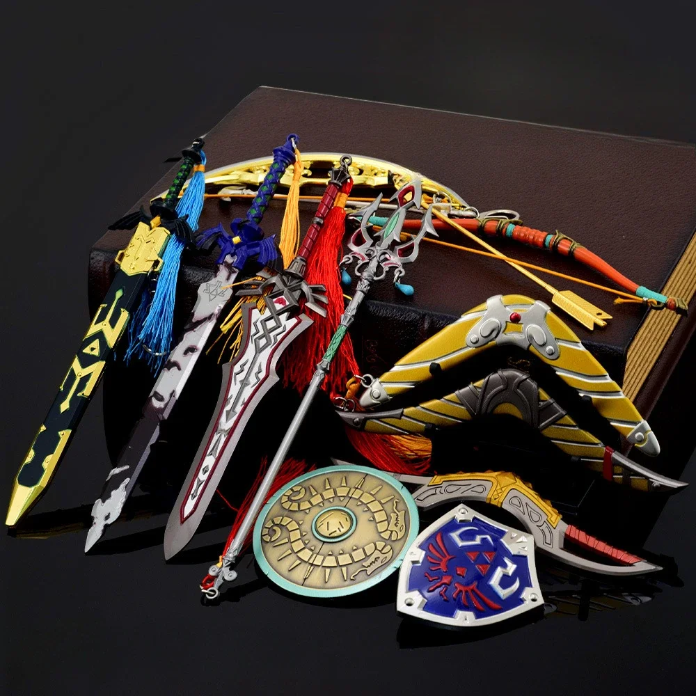 De Hyrule Fantasy Zwaard Sleutelhangers Link Game Periferie Metalen Wapen Collectie Model Zeldas Sleutelhanger Ornament Ambachten Geschenken Speelgoed