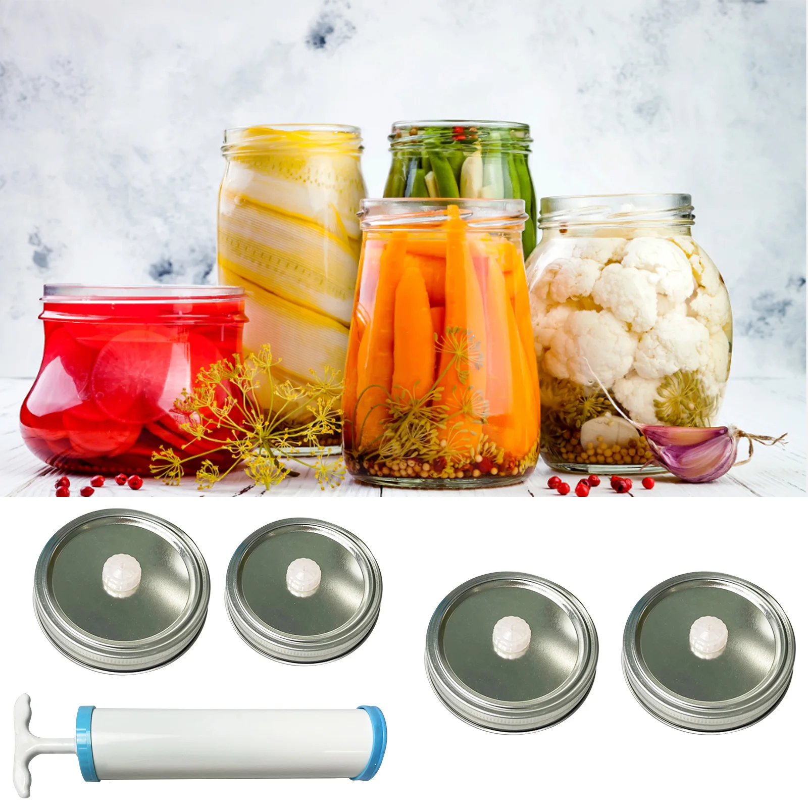 

Mason Jars Covers Vacuum Preservation Lids Set Mason Can Air Extraction Caps