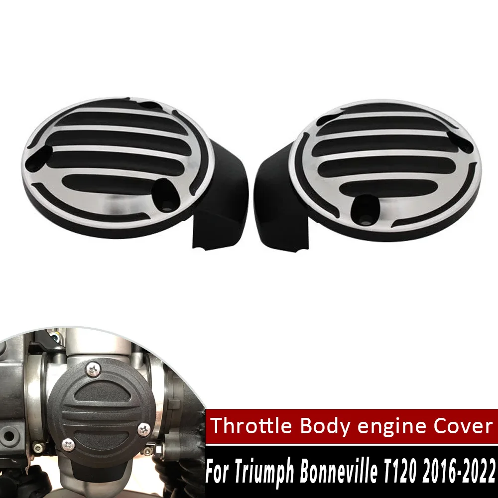 

Pair T120 Motorcycle Ribbed Throttle Body Covers Kit for Triumph Bonneville Bobber Black Speedmaster Thruxton 1200 R 2016-2022