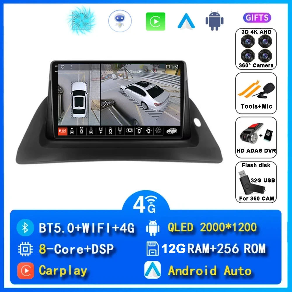 Voor Renault Kangoo 2008-2018 2 Din Android 15 Autoradio Multimedia Speler Carplay Autoradio Stereo GPS IPS 2K QLED 4G Head Unit