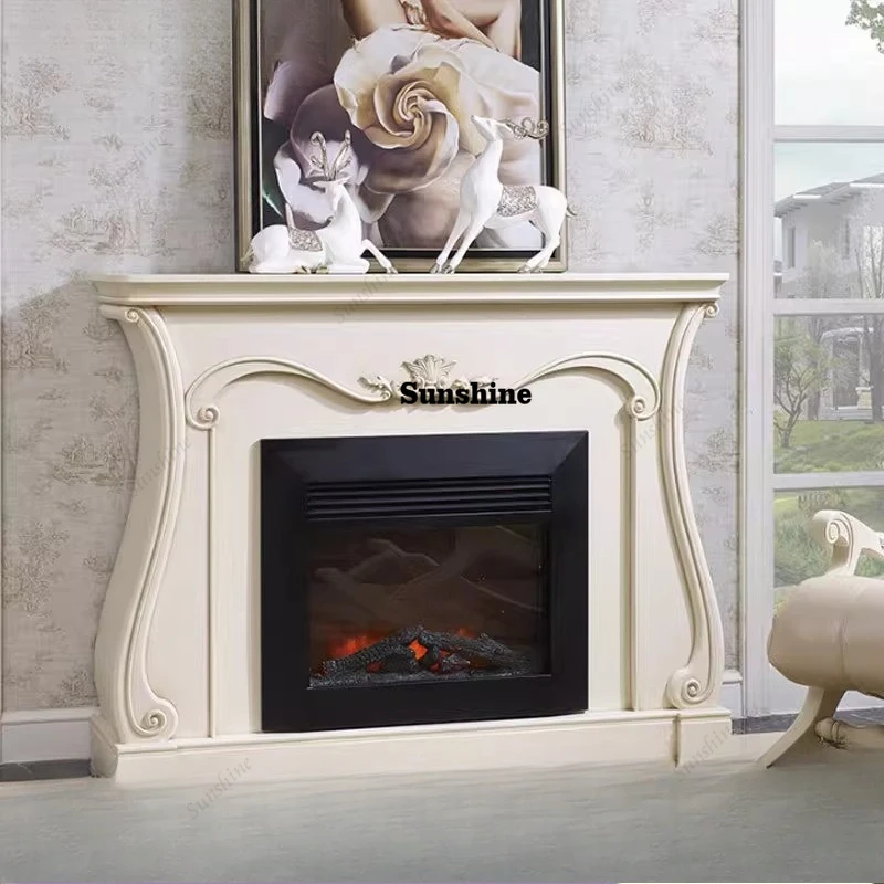 European solid wood entrance aisle entrance cabinet modern simple light luxury background wall mantel