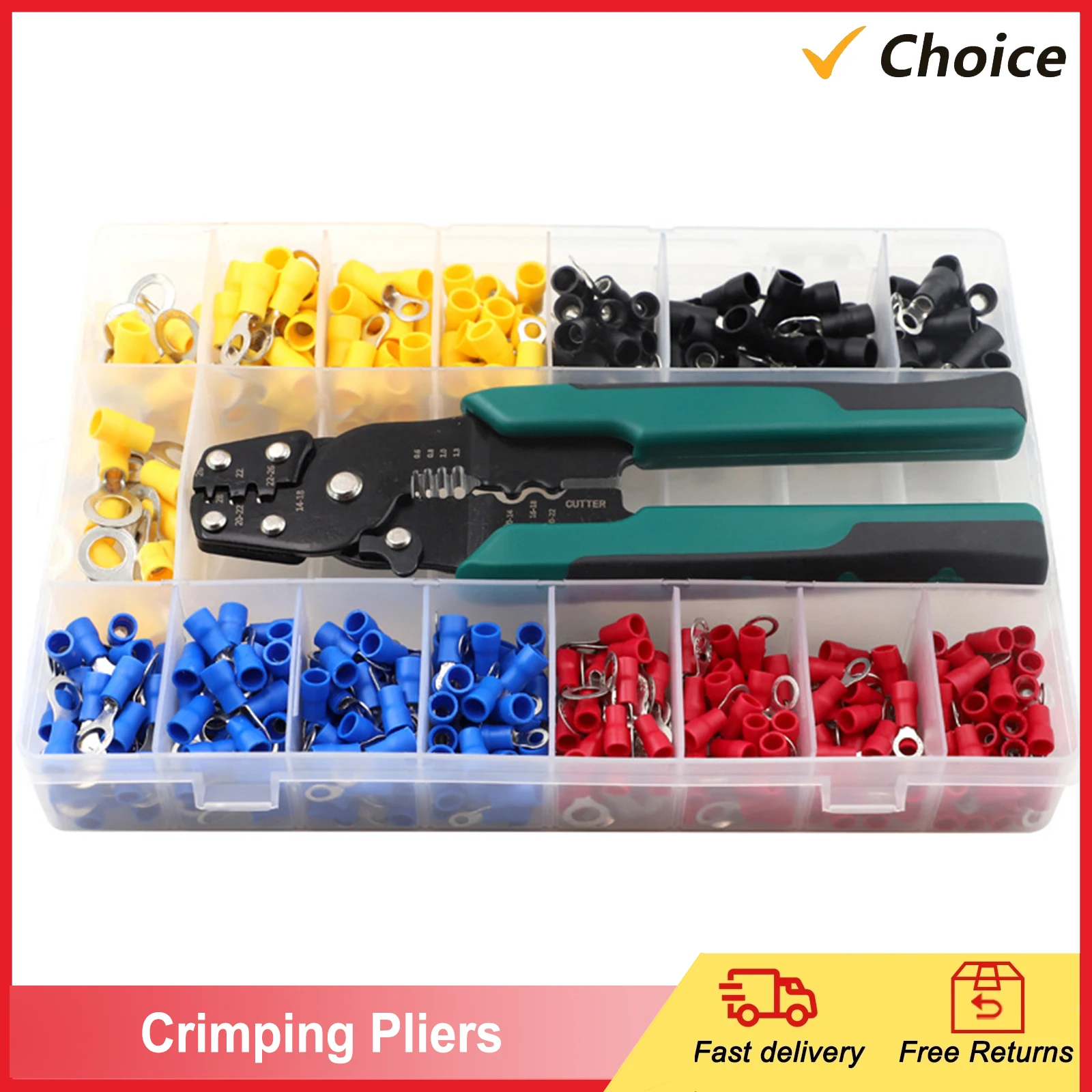 

Crimping Tool Kit Wire Crimper with Crimping Pliers 520Pcs Wiring Terminal Wire Cutter and Crimping Tool Set for 0.75-6mm² Wire