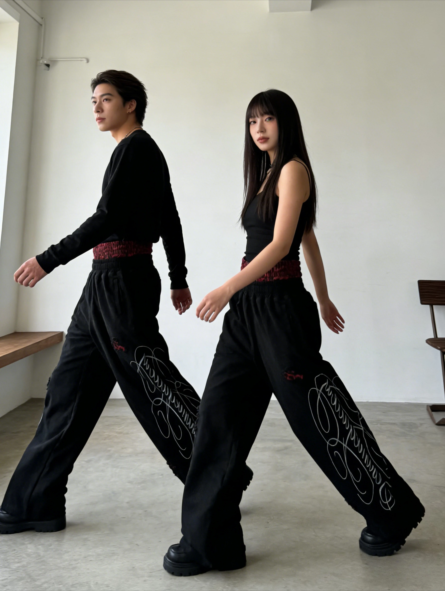 

Y2K Baggy Retro American Leopard Print Casual Pants Stretch Retro Punk Embroidered Rope Sweatpants Jogging Mens Straight Pants