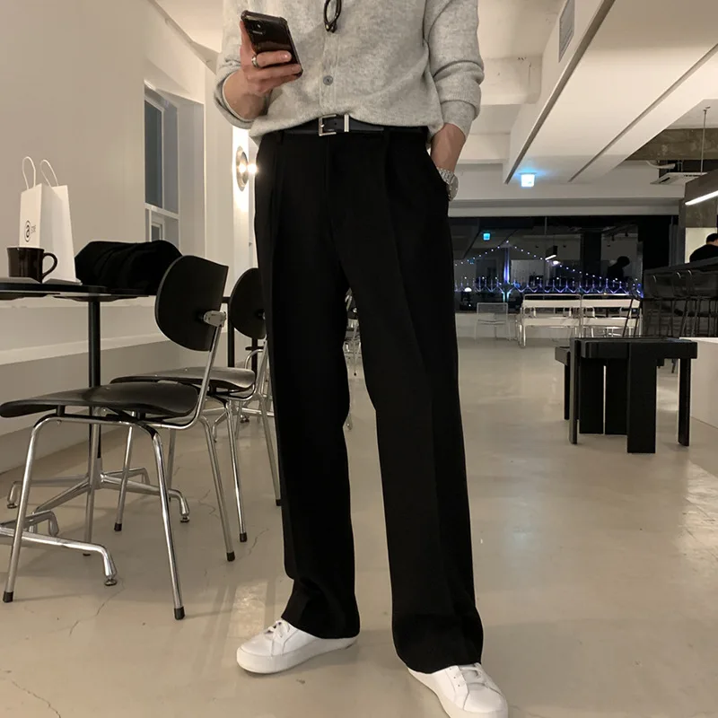 

Spring Autumn Men's Black Loose Straight Casual Trendy Simple Basic Suit Trousers Male Korean Style New Fashion Pants Clothes