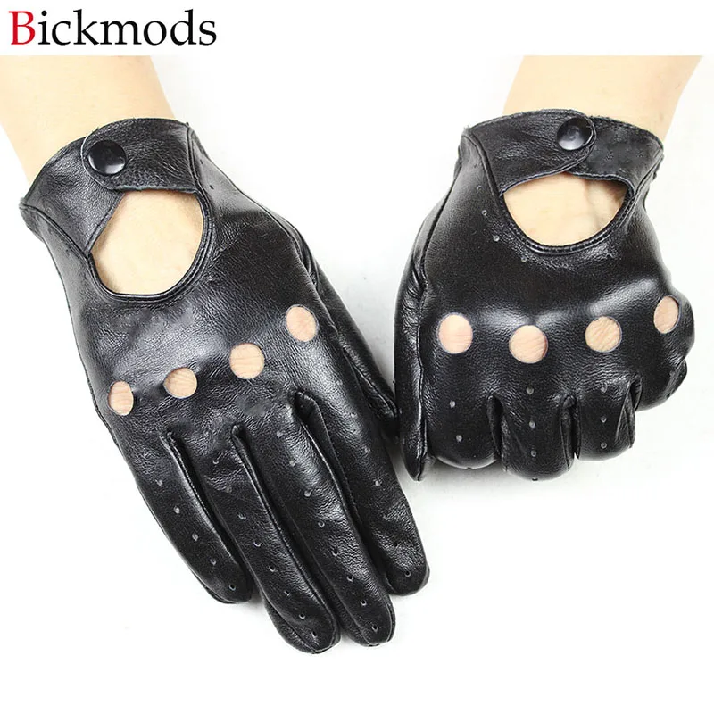 100% Genuine Leather Driving Gloves Women\'s Single-Layer Thin Fashion Hollow Breathable Short Spring and Summer Driver Gloves