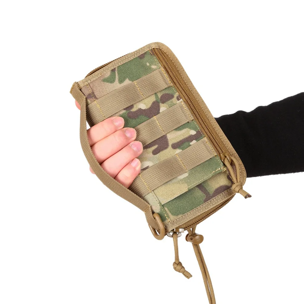 Cartera de mano táctica MOLLE para pasaporte, bolso de mano de camuflaje para deportes al aire libre, funda para teléfono, monedero