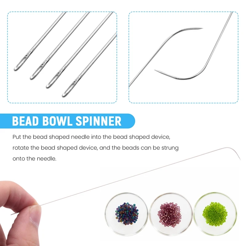 10 Pieces 6 Inches Curved Beading Needle Stainless Bead Spinner Needle String Bead Needle For Spin And String Bead