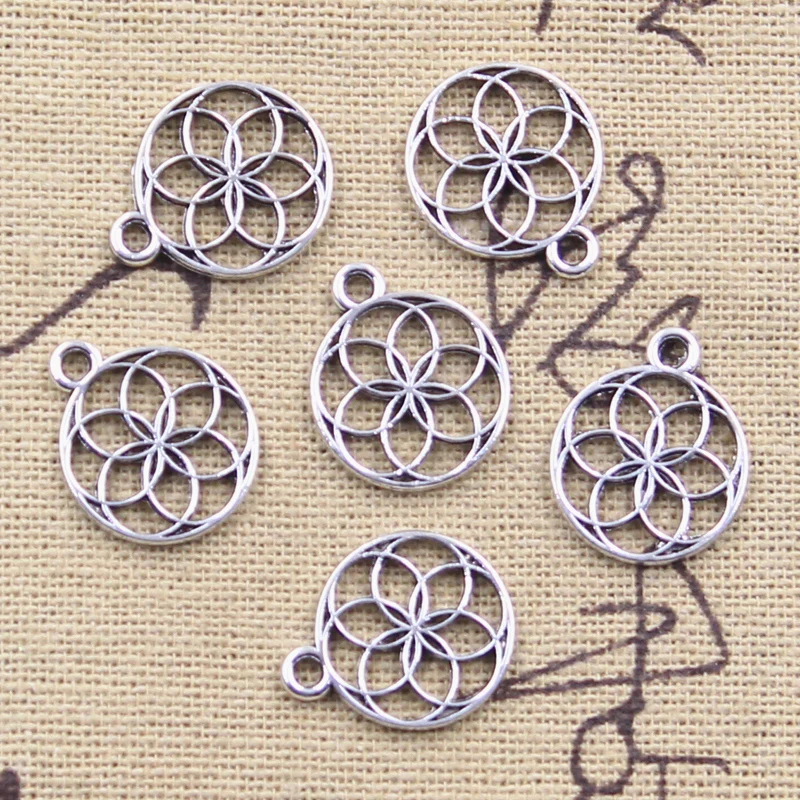 30pcs Charms Datura Stramonium Yoga Flower Of Life 17x14mm Antique Silver Color Pendants Making DIY Tibetan Finding Jewelry