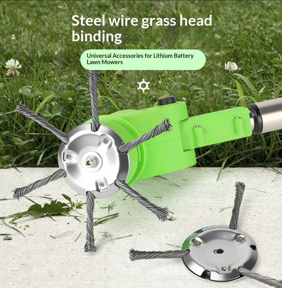 Wire Brush Cutter Trimming Head 6 Inch 3/6 Blade Lawn Mower Trimming Replacement Head for Cordless Trimmer Rotary Weeder Head