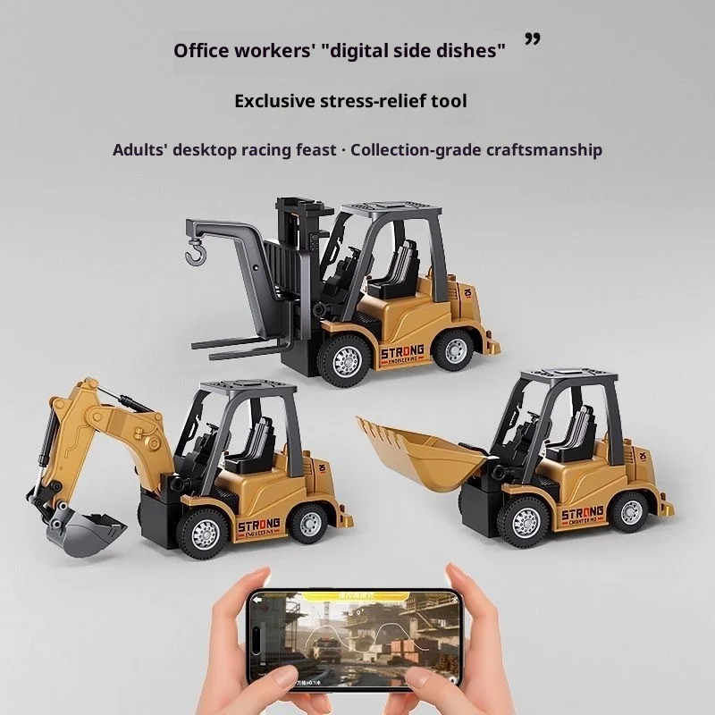 

New 1:64 Mini Excavator Desktop Series 2.4g Mini Excavator Flip Truck Bluetooth Mobile App Control Bulldozer Remote Control