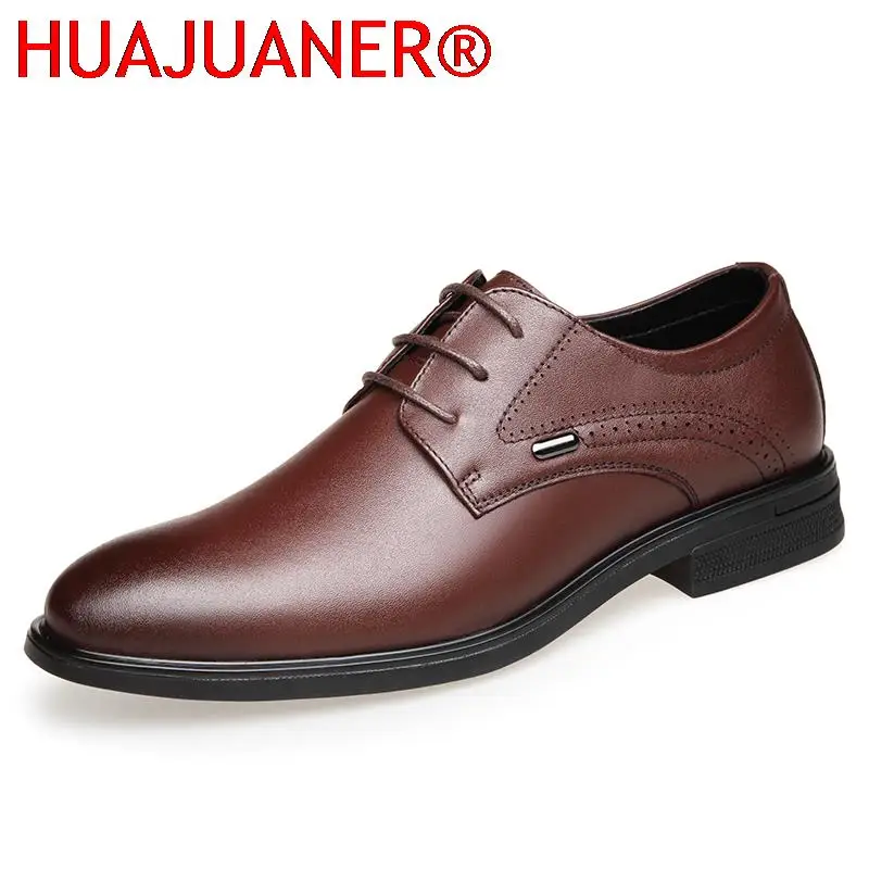 

Oxford Brown Black Dressing Shoes For Men Italian Designer Genuine Leather Formal Gents Wedding Footwear Business Casual Flats