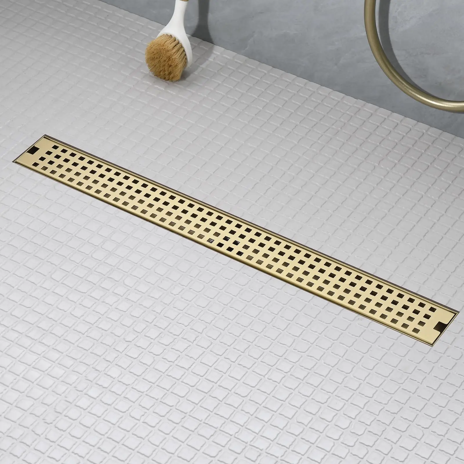 

24 Inch Linear Shower Drain 304 Stainless Steel Rectangular Floor Drain With Hair Strainer And Removable Grate