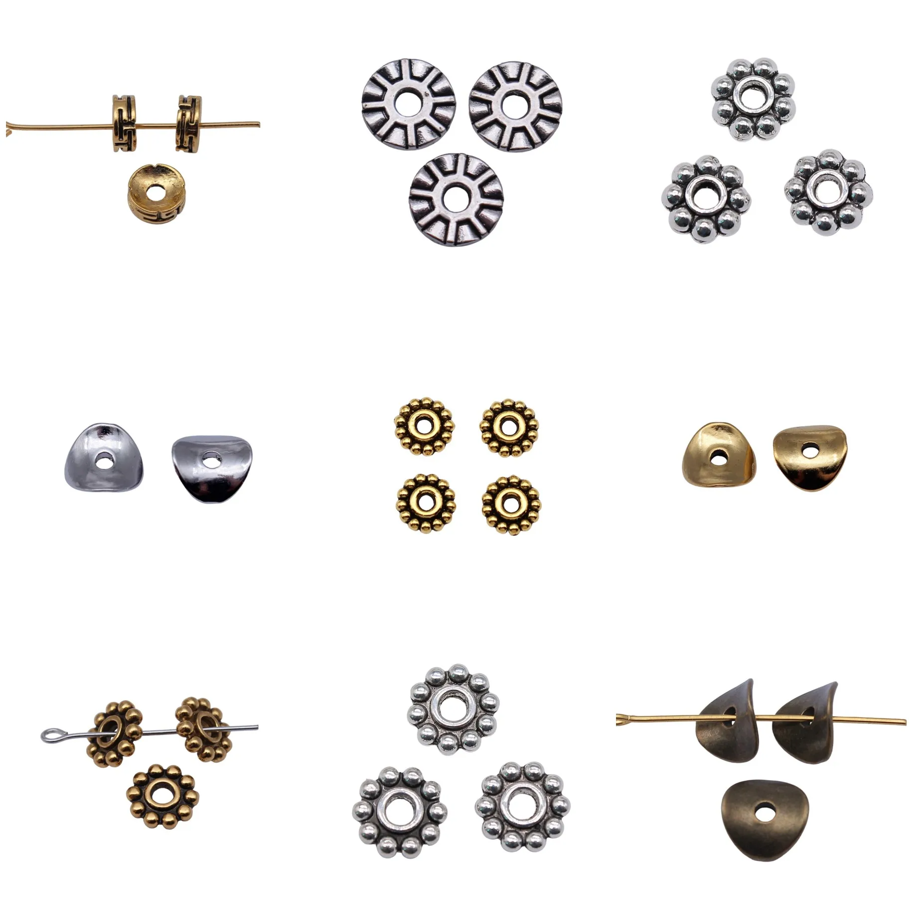 Mixed Colors Snowflake Shape Flat Spacer Beads Jewelry Findings For Bracelet Necklace Making Craft Bulk