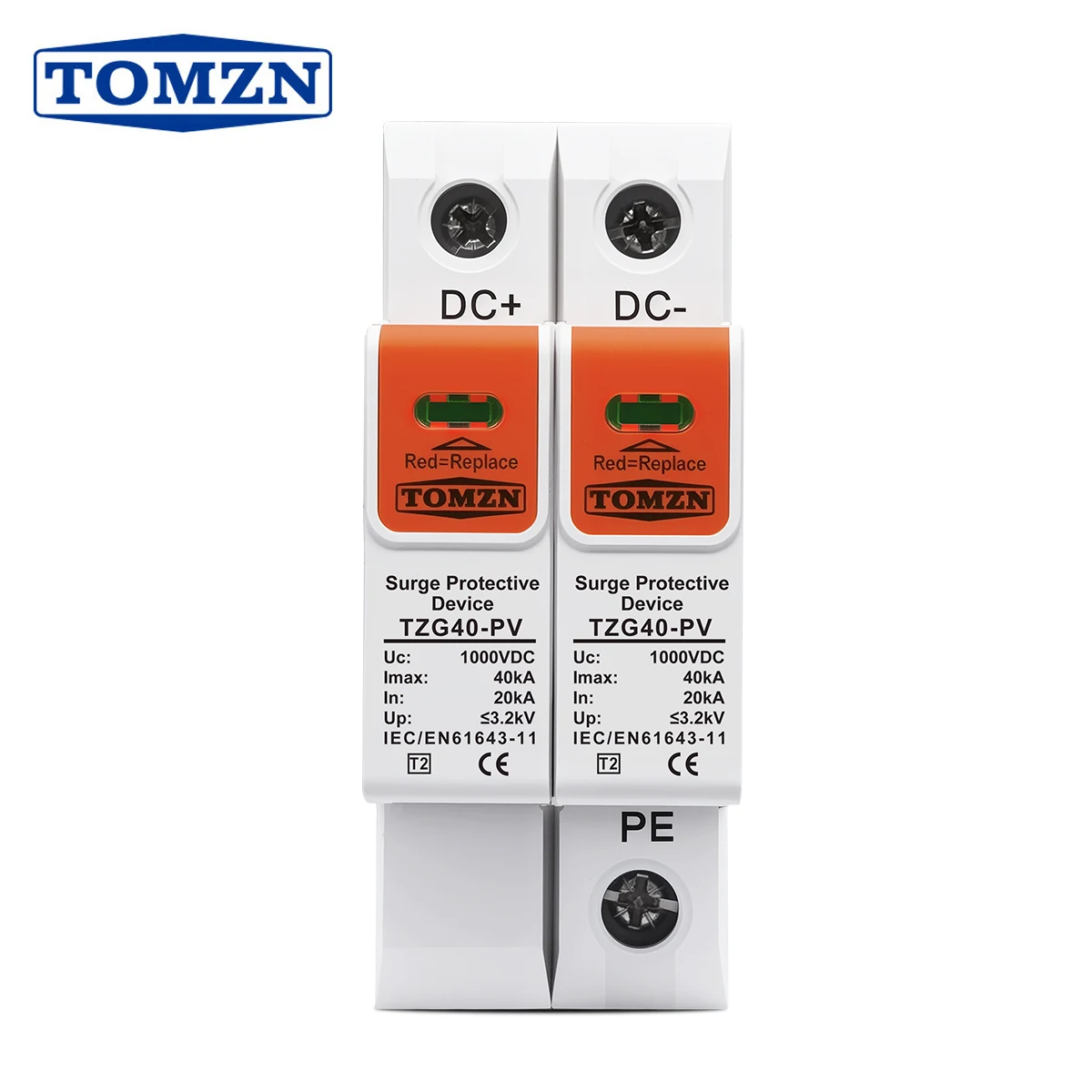 TOMZN TZG40-PV MOV SPD DC 1000V 800V 600V 500V 10kA~20kA 20kA~40kA House Surge Protector Protective Low-voltage Arrester Device