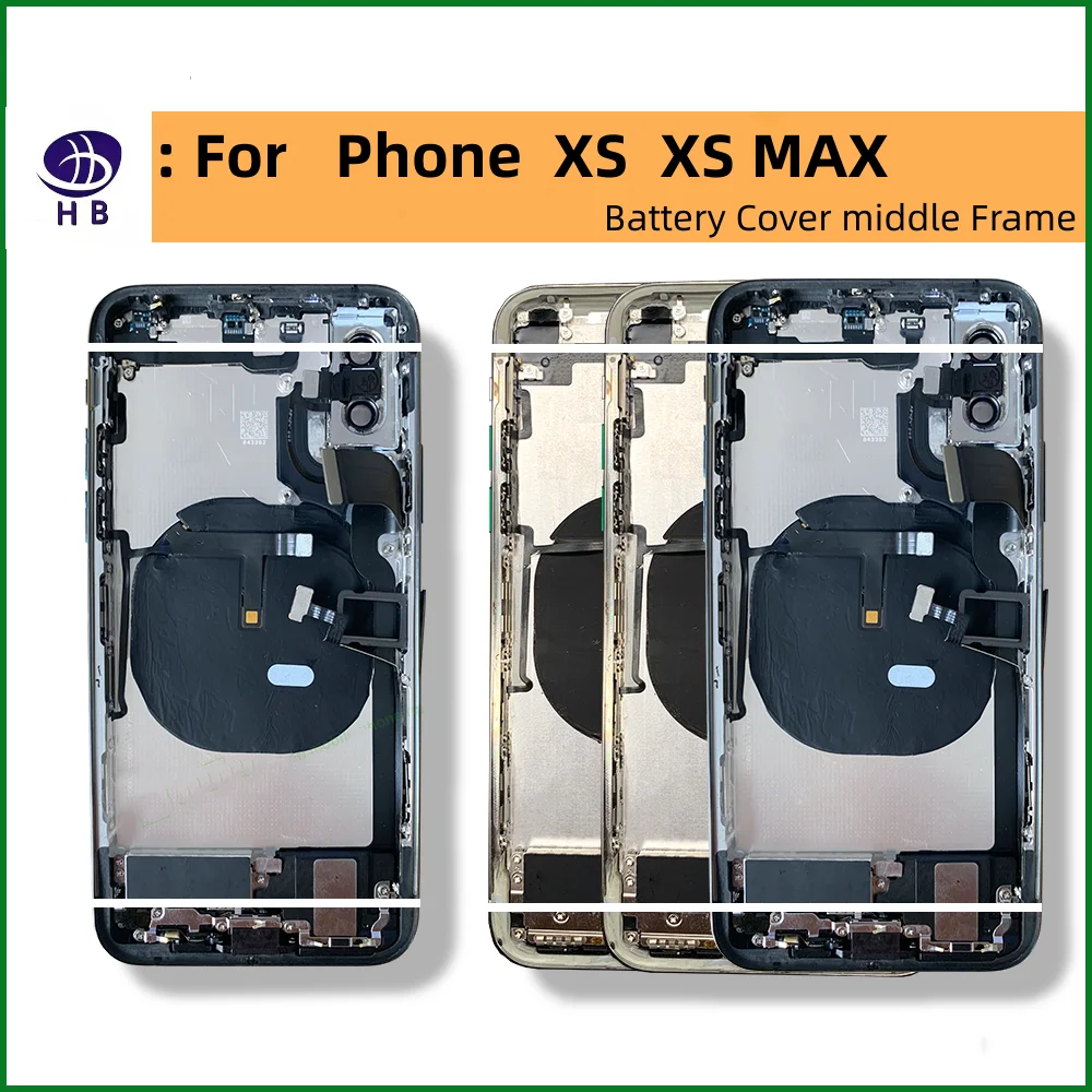 Housing For iPhone XS XSMAX  Assembly battery Back Cover, Middle Case, SIM Card Tray, Side Key, Soft Case Cable Installation xr