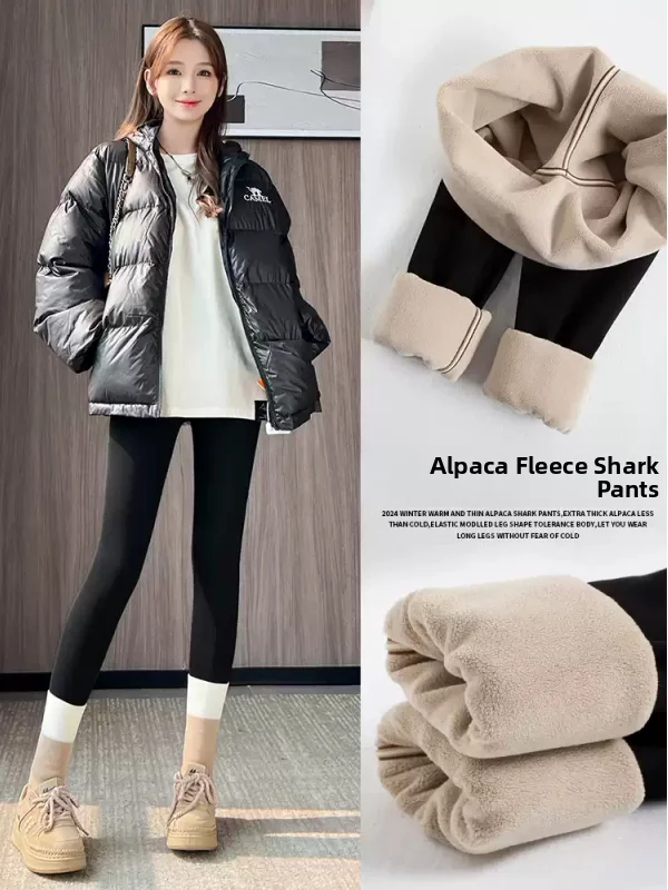 

Fce Lined arkskin Pants Women's Winter Thiened Yoga Pants High Waist Long Trousers Bla Warm Leggings for Ladies