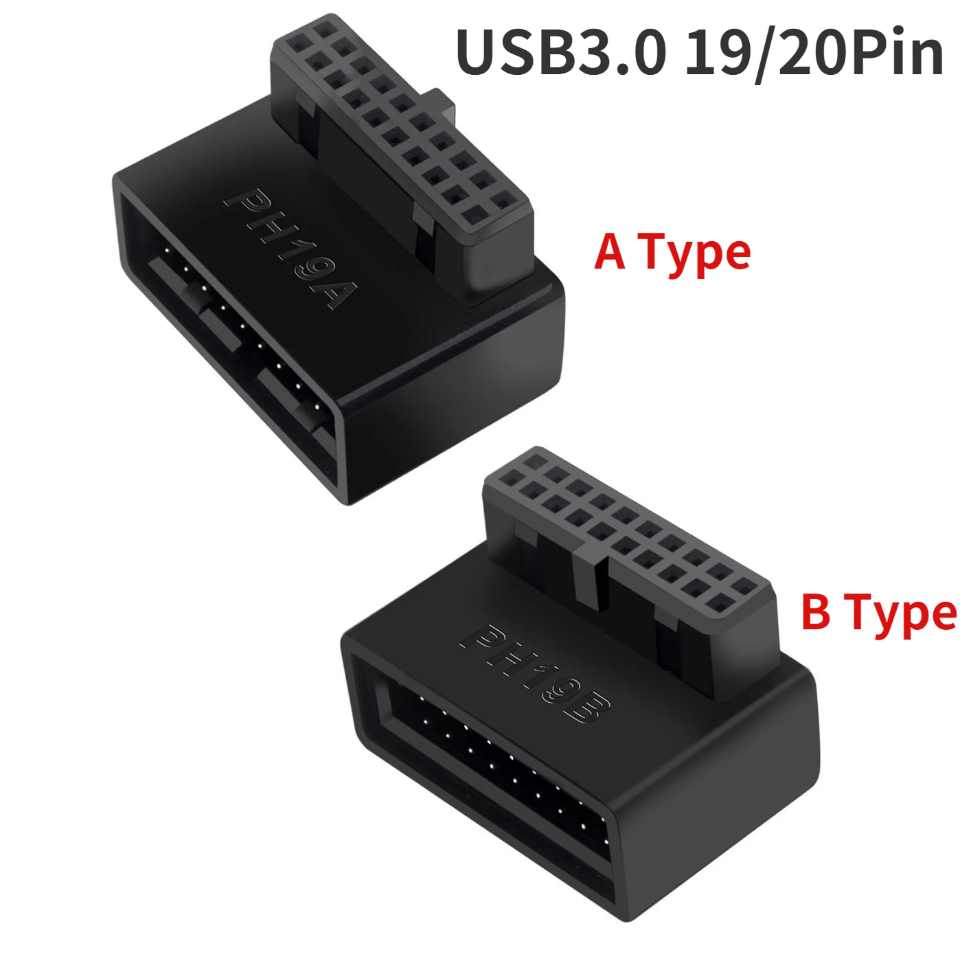 2PCS/Lot USB3.0 19/20Pin Extension Adapter with 90 Degree Steering Joint for Desktop Motherboard 19p 20p connector turn right