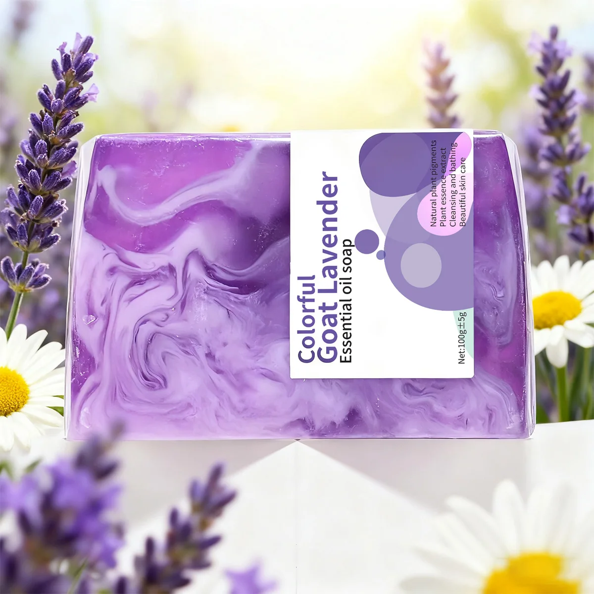 

Colorful Lavender Essential Oil Soap Handmade Glycine Facial Cleansing Bath Soap Transparent Whitening Flower Soap