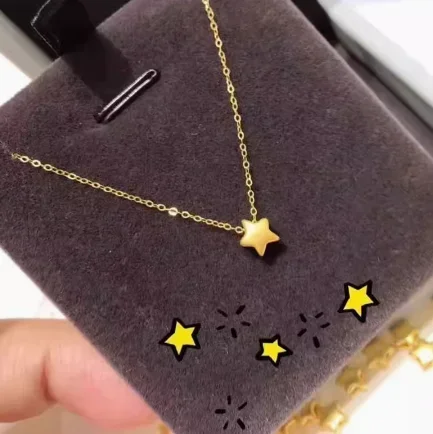 24k الذهب الخالص 999 مجوهرات اكسسوارات غرامة مجوهرات 24k الذهب الحقيقي دلاية شكل نجمة + قلادات الذهب عيار 18 قيراط للفتيات