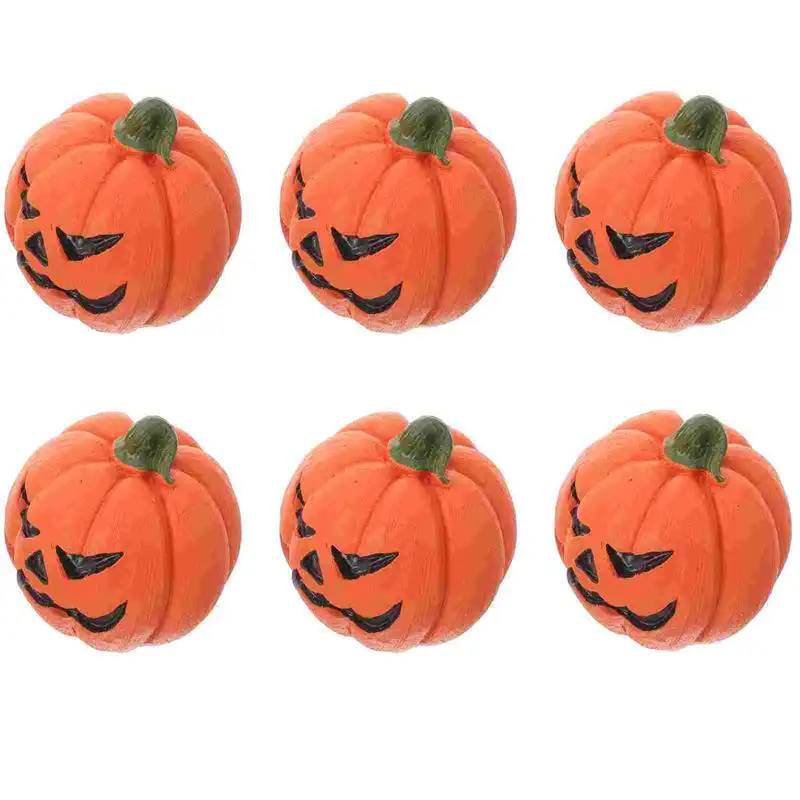 6 Pcs Fish Tank Decoration Aquarium Halloween Miniature Landscape Ornaments Micro Scene Layout Fall Little Pumpkin